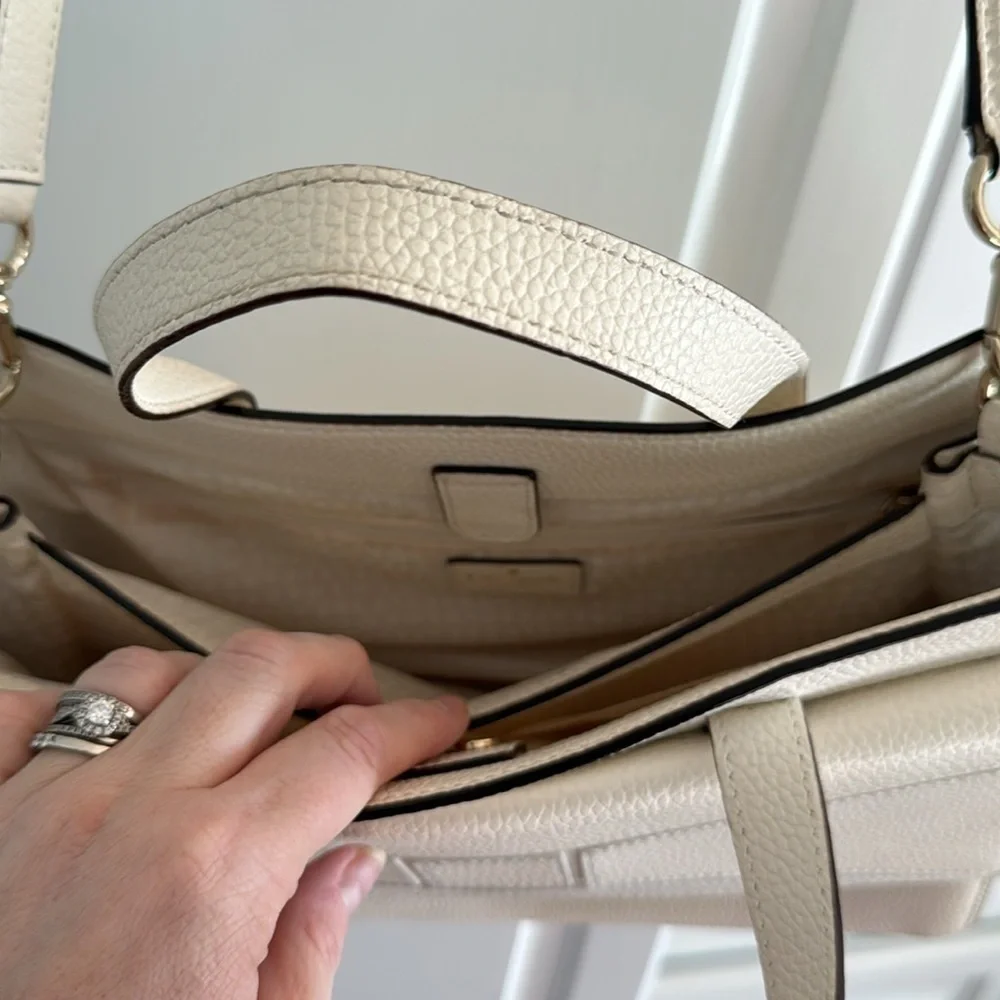 KATE SPADE ♠️ Leather Chantal Bridge Place Cream White Bow Satchel Shoulder Bag